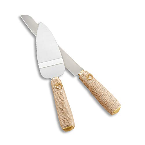 Kate Aspen 25355NA Heart Wedding Knife & Cake Set Cake Server, tan, silver