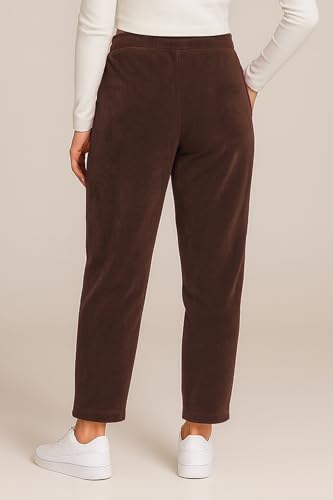 Kendindza Cordhose Damen Hose Stretch Joggpants Damen elegant Stoffhose Schlupfhose Fein Cord Braun XL