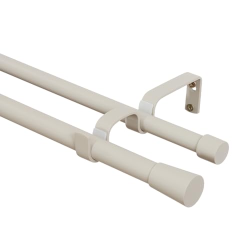RENA Gardinenstange Vorhangstange - Doppelte Rute - 200 cm 19/16 mm Metall - Komplettes Set- Beige RENA Gardinenstange Vorhangstange - Doppelte Rute - 200 cm 19/16 mm Metall - Komplettes Set- Beige
