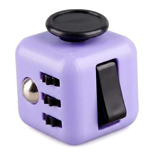 Fidget Cube Sensory Toy 6 Sided Stress Relief Finger Cube Portable Purple Desk Toy for Office Classroom and Home