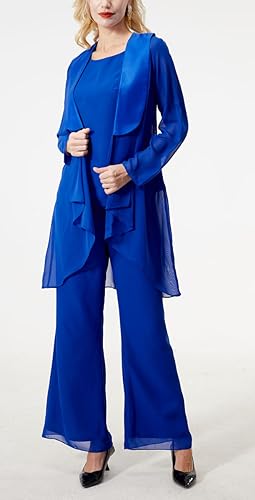 3 PC Chiffon Mother of The Bride Pant Suits Formal Pantsuits for Groom Mother Wedding Guest Outfit2