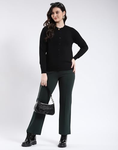 Image of Monte Carlo Women Regular Fit Full Sleeve Solid Round Neck Winter Cardigan (Pack of 1)