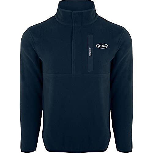 Drake Waterfowl Men's Camp 2.0 Fleece Pullover | Hunting Anti-Pill Moisture Wicking 1/4 Neck Snap Sweater with Chest Pocket, Navy, X-Large