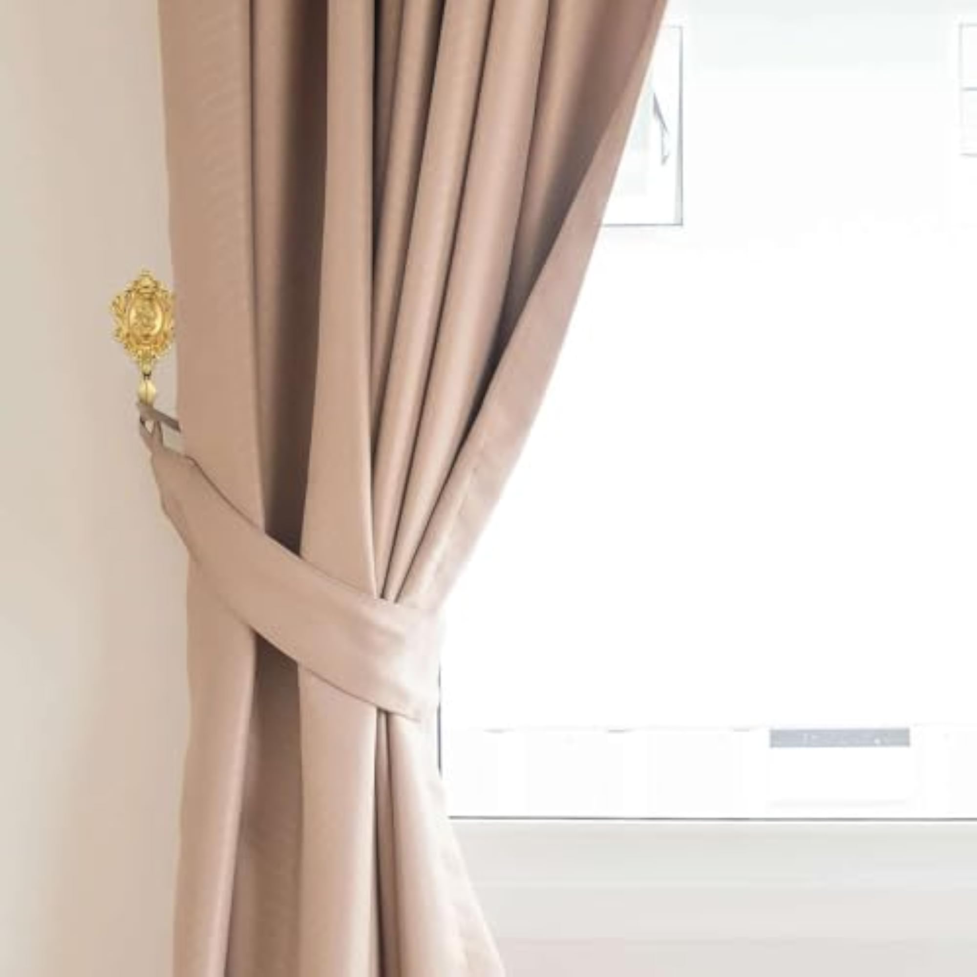Magnetic Curtain Tiebacks, Gold Metal Holdbacks for Drape
