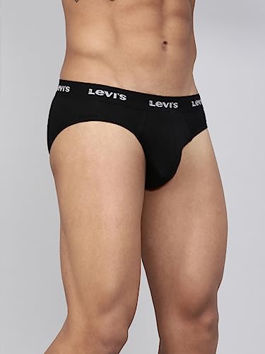 Levi's 009 Men's Pure Cotton Solid Brief - Mid Rise, Outer Elastic Waistband (Pack of 2)