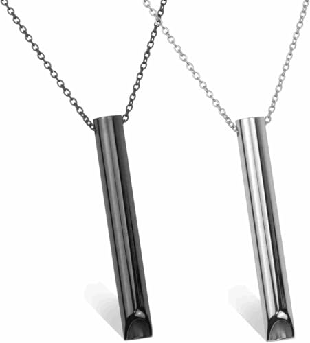 Chrotopic 2PCS Anxiety Breathing Necklace Stainless Steel Stress Relief Breathing Necklace for Meditation Relaxation Mindful Calming Tool for Women Men Adults Office Home Daily Use