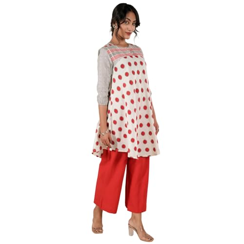 Image of Women's Regular Fit Cotton Polka Print Tunic Kurti