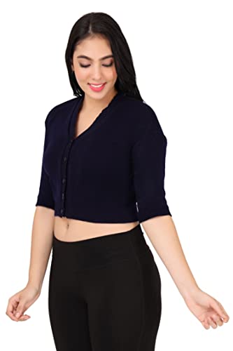 Image of Women Winter Wear V-Neck Half Sleeves Regular Fit Woollen Blouse