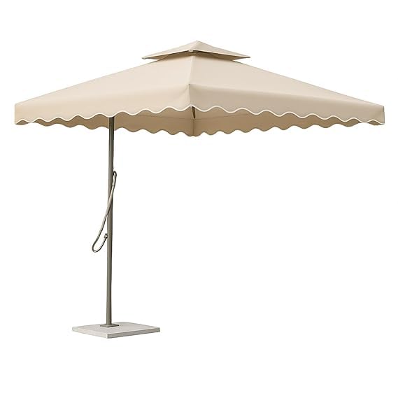 Image of 10ft Square Cantilever Umbrella with Crank | Waterproof Offset Hanging Patio Umbrella with Double Roof | Outdoor Sunshade for Garden, Balcony & Restaurant, Terrace & Poolside
