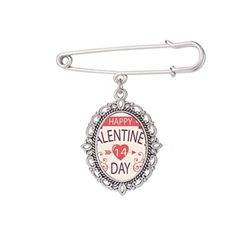 Broche rouge Happy Valentine's Day cœur flèche taille M pour robe et chemise