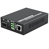 1.25G/s Gigabit Single Mode Fiber Optic Modem, SFP to RJ45 Fiber to Ethernet Media Converter, Auto-Negotiation Optical Network Terminal, Plug and Play, Durable Metal Casing