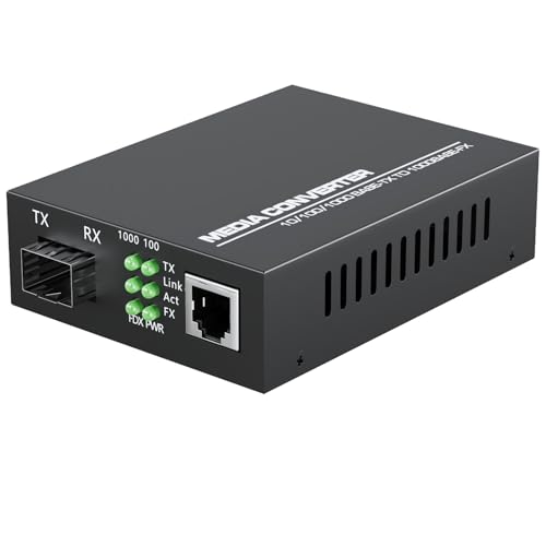 1.25G/s Gigabit Single Mode Fiber Optic Modem, SFP to RJ45 Fiber to Ethernet...