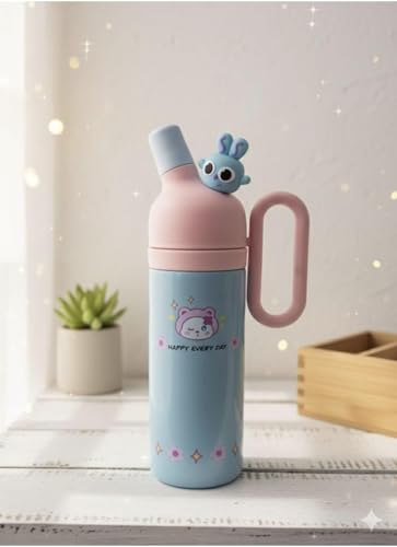 Image of Fancy Kitchen Cartoon Kids Tumbler - 850ml Stainless Steel Double-Walled Travel Mug - Leak-Proof, BPA-Free with Straw - Perfect for School & Outdoor Use. (Blue)