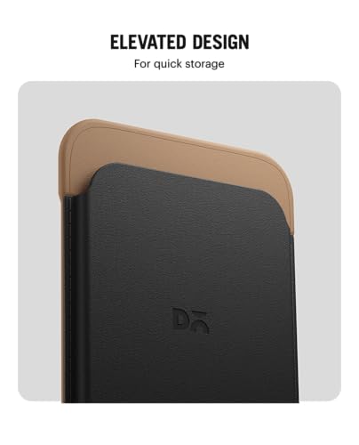 Image of DailyObjects Leather Magnetic Wallet Card Holder | Designed for MagSafe Compatible with iPhone 16, iPhone 15, iPhone 14, iPhone 13, iPhone 12 Models | Premium Design | Full-Grain Leather - Black-Beige