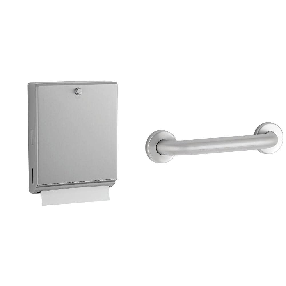 Bobrick B-2620 400 C-Fold 525 Multifold Towel Dispenser and 42" Stainless Steel Straight Grab Bar Bundle
