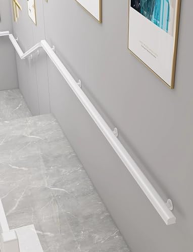Barre d'appui escalier moderne support mural blanc intérieur 100cm - 8
