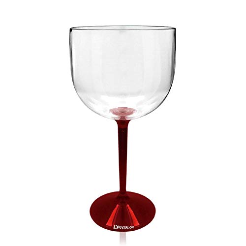 Taça Gin KrystalON Transparente Com Base Vermelha Acrílico PS 550 ml