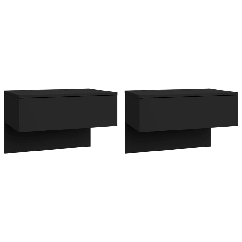 Table de Chevet Murale en Bois Lot de 2 Tables de Nuit Flottantes avec Étagère