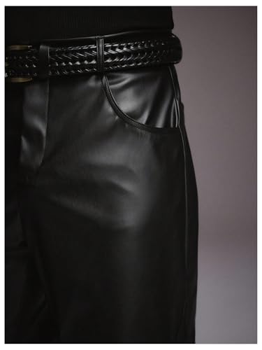 Image of GORGLITTER Men's Leather Pants Baggy Western Concert Cowboy Rodeo Outfits