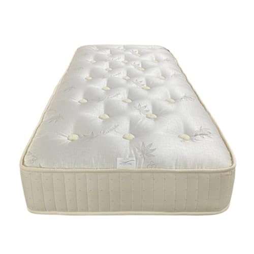 Valle di lana - Materasso a Molle Artigianale, Made in Italy, Altezza 25 cm (Cotone-Cotone, Singolo-Canapa)