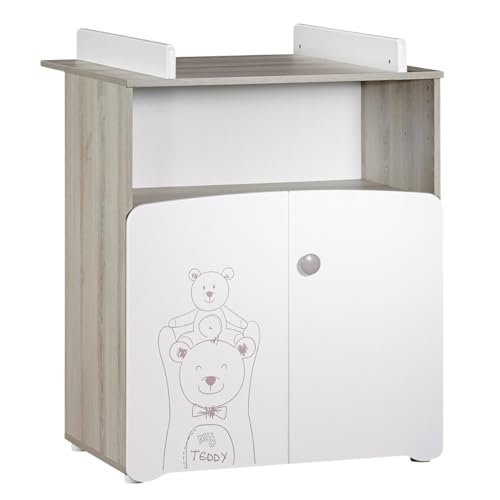 BabyPrice Commode à Langer 2 Portes 97x76x66cm en Bois Blanc