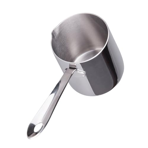 HOMOBABE Hervidor de Acero Inoxidable 304 de 370 Ml para Calentar Leche y Derretir Crema, Olla para Mantequilla con Boquilla Antigoteo Adecuado para Cocina y Preparación de Salsas