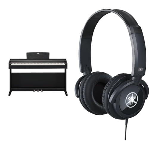 Yamaha ARIUS YDP-145 Digital Piano, schwarz & HPH-100B Kopfhörer, schwarz – Geschlossener On-Ear-Kopfhörer