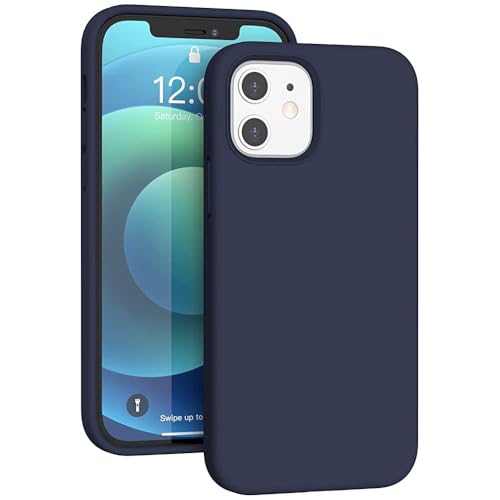 Image of UNIGEN Premium Silicone iPhone 12 Case Soft, Flexible TPU Cover Slim Matte Finish with Anti-Scratch & Non-Slip Protection for iPhone Compatible with (12-Blue)