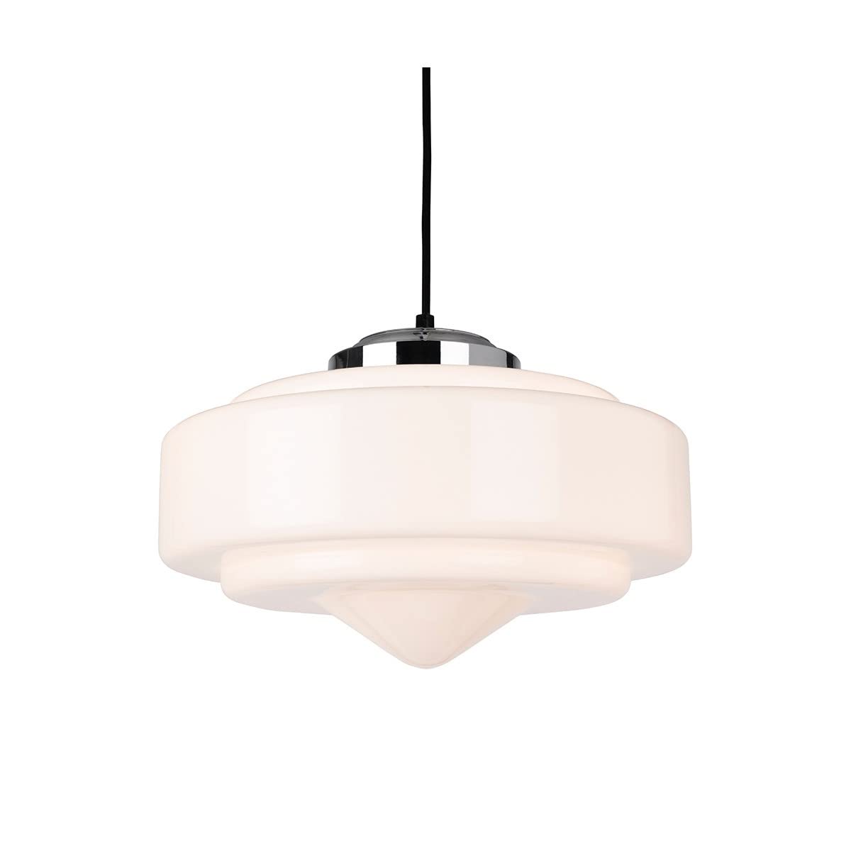 Firstlight 2938CH Art Deco 1 Light Ceiling Pendant Light in Chrome with Opal Glass