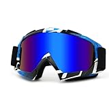 Dirt Bike Motorcycle ATV Goggles - Motocross Riding Four Wheeler UV 400 Offroad Mx Racing Helmet for Men Women Adults Youth Kids (Blue Frame + Color Blue Lens)