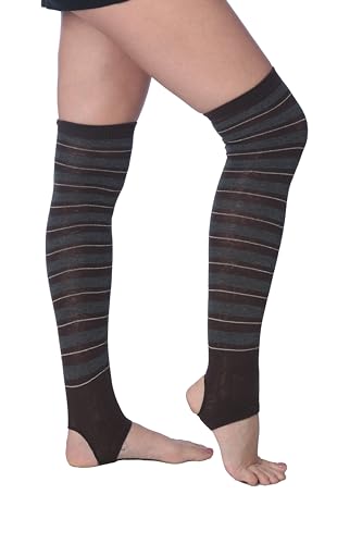 Image of Tipi Toe Women's Stirrup Yoga Socks, Lightweight Knee-High Leg Warmers, Open Heel Non-Slip Design. Ideal for Yoga & Dance