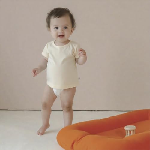 Image of Infant Support Cushion - Baby Support Cushion for Newborn, 0-24 Months, Portable Tummy Time Mat for Home and Travel, Soft Cotton, Supervised Use, Baby Essentials Gift, Orange (1 Cushion + 1 Cover)