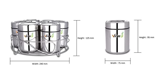 Image of Masala Dabba| Spice Container| Kitchen Jars and Containers| Storage Container| Masala Dani with Stainless Steel Spoon| Stainless Steel Containers with Stand (Large | 7-in-1 | Round)
