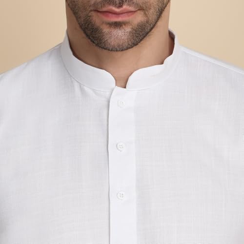Image of KRAFT INDIA Men's Cotton Solid Kurta With Drawstring Pyjama Set