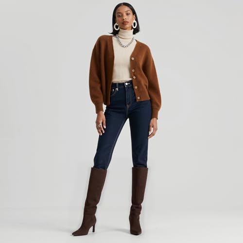 Knee High Boots for Women 2.56" Kitten Heel Pointed Toe Pull On Fall Winter Dress Tall Boots for Women3