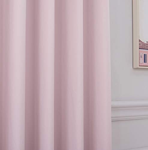 Cortinas de dormitorio 100 % opacas, dos paneles de satén rosa rubor de 66 x 90 largo 4