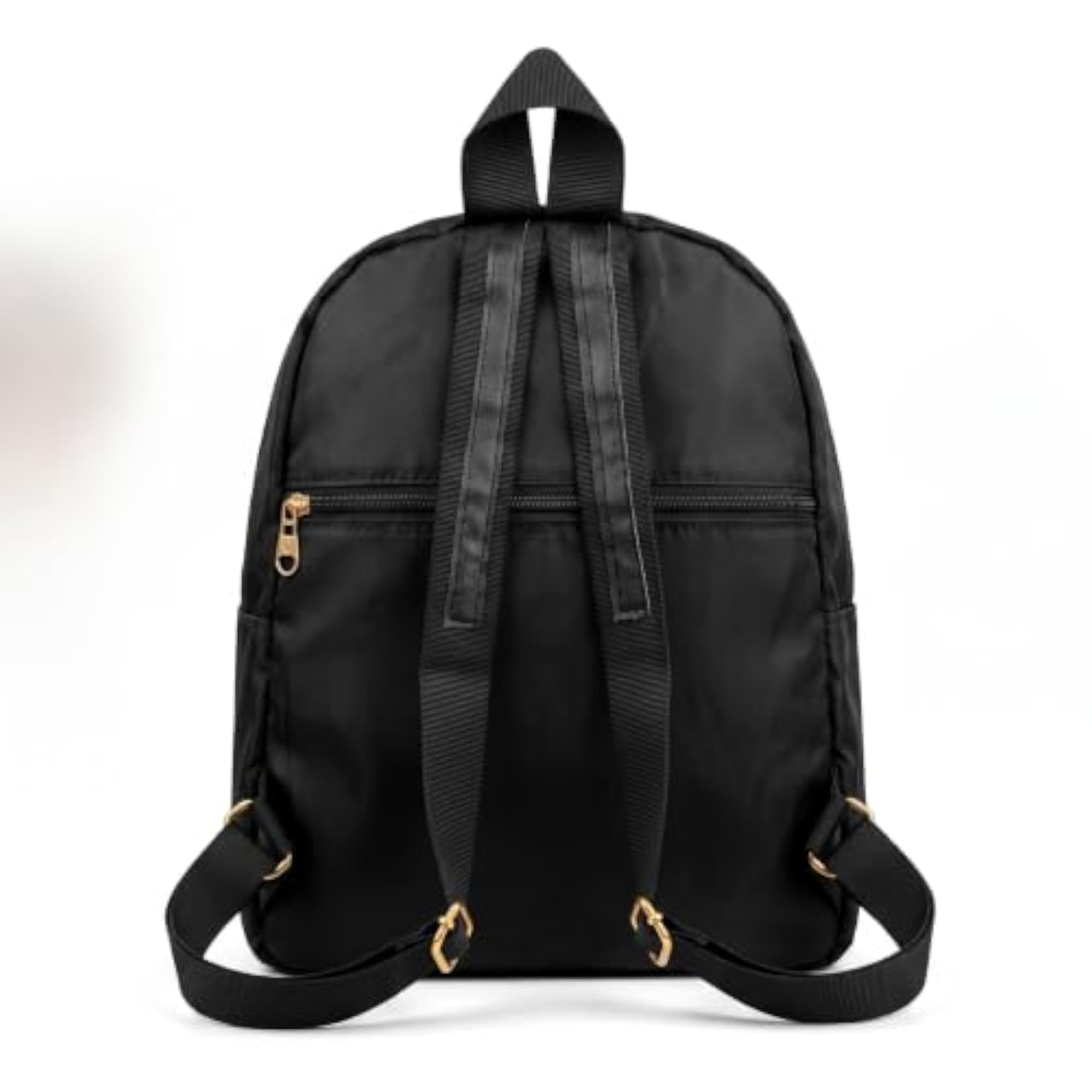 Black Nylon Backpack with Gold-Tone Hardware