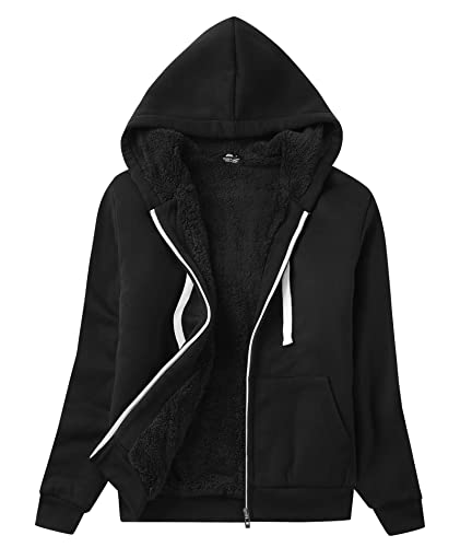 Image of SWISSWELL Hoodies for Women Winter Fleece Sweatshirt - Full Zip Up Thick Sherpa Lined Hooded Jacket