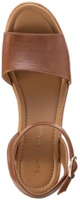 SUN STONE Womens Brown 1" Platform Strappy Ankle Strap Adjustable Audreey Round Toe Wedge Buckle Slingback Sandal 10 M - Image 3