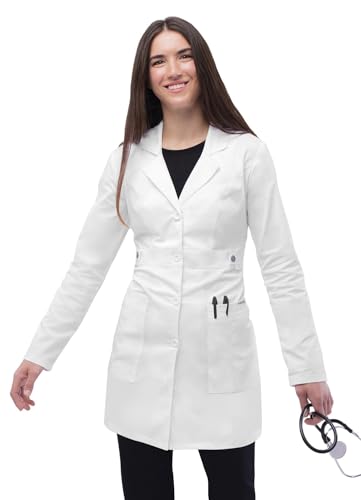 Adar Universal Stretch Lab Coat for Women - 36 Tab-Waist Lab Coat - 3304 - White - L