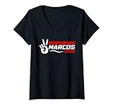 Damen President Peace Red Solid Bong Bong Marcos 2022 BBM T-Shirt mit V-Ausschnitt