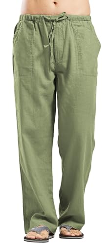 utcoco Qiuse Pantalon de plage décontracté pour homme Coupe ample Jambes droites Taille extensible, vert, Taille M