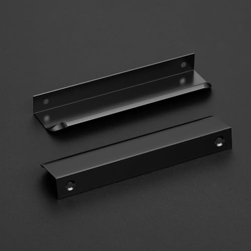 Ravinte Hardware 10 Pack Black Cabinet Handles, 5.9 Inch (150mm) Finger Edge Pulls, 5 Inch Hole Center, Finger Pulls for Cabinets