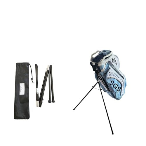 SMART GOLF STAND Smart Golf Cart Bag Stand Attachment Foldable Legs Only with STEEL ROPE CORD. Turns your Cart Bag into a Stand Bag to prevent Bag falls & Club Damage. Attachable Golf Bag Accessories, Black-Aluminum