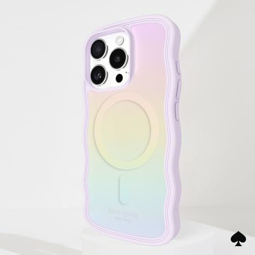 Image of kate spade new york iPhone 16 Pro Case - Wavy Opal Iridescent | Compatible with MagSafe - Lightweight Designer Case for iPhone 16 Pro w /Anti-Scratch Coating and Wavy Iridescent Ombre Design