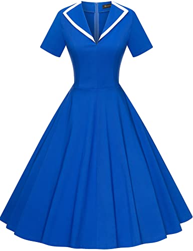 GownTown Women's 1950s Retro Vintage V-Neck Party Swing Dress Cocktail Dress