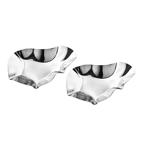 PHENOFICE 2個 牡蠣 皿 醤油 ソース つけ ボウル 牡蠣 トレイ 焼き用 牡蠣 焼き 貝殻 牡蠣 鍋 つけ 皿 牡蠣 付け合わせ 皿 椀 皿 調理用 シルバー ステンレス スチール