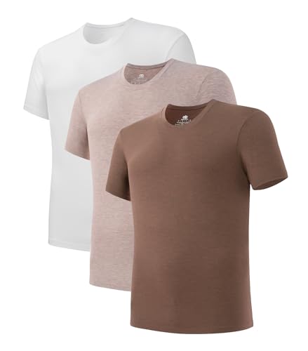 DAVID ARCHY Men's Undershirt Bamboo Rayon Moisture-Wicking Crewneck T-Shirts Stretch Tees for Men, 3 or 5 Pack