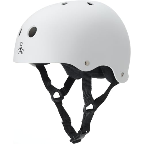 Triple Eight Sweatsaver Liner Skateboarding Helmet, White Rubber, Medium