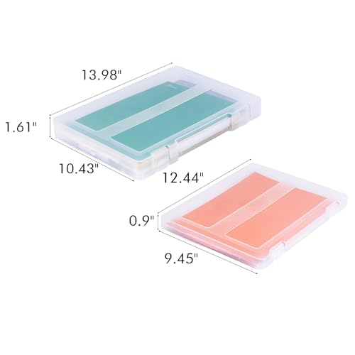 Image of 8 Pack Paper Storage Boxes, 8.5 x 11 Plastic Portable Project Case for US letter Size and A4 paper, Plastic Multi-Purpose Thick Scrapbook Storage Box for Office,Craft or Art Supplies
